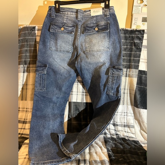 KANCAN NWT women’s jeans NWT cargo blue boyfriend midrise waist size waist 7/27 - Picture 6 of 7